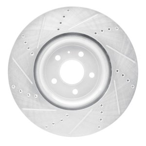 Audi A6 Brake Rotor (1) - Front Right - R1 Concepts - Drilled & Slotted - Silver - `12-`20